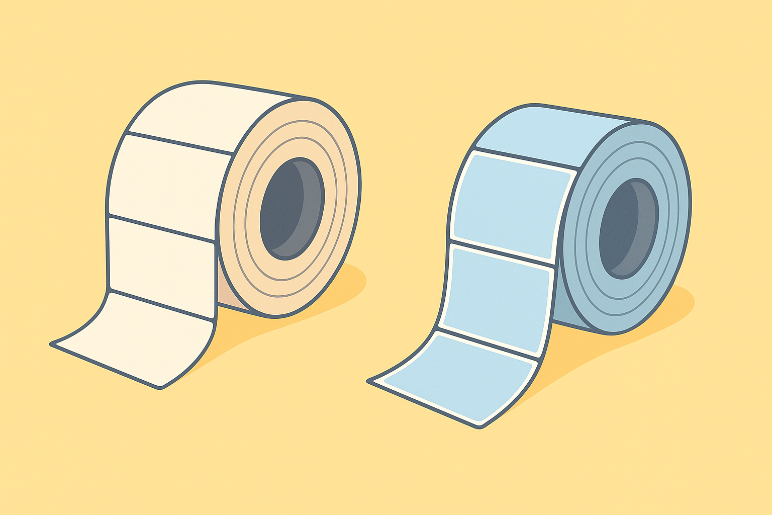 Thermal top-coated paper vs synthetic labels (PP/PE/PET)