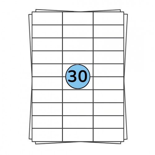 A4 etikečių lapai 70 × 30 mm, 3 000 etikečių