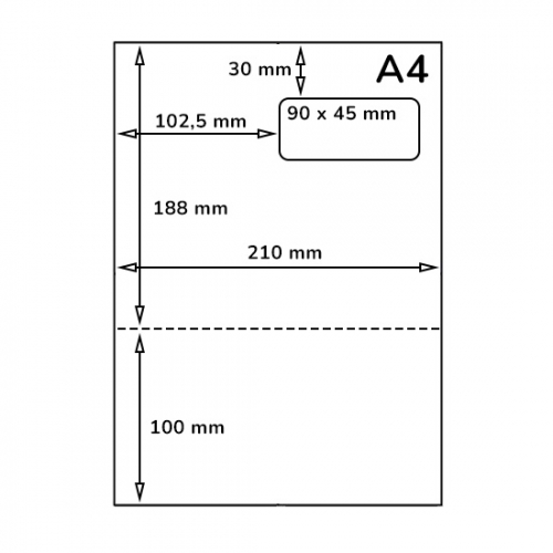 A4 pakavimo / grąžinimo lapas su adreso etikete, 90 × 45 mm, 100 lapų