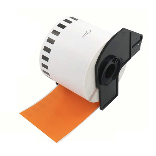 Su Brother DK-22205 suderinamos etiketės oranžinė, 62 mm × 30,48 m